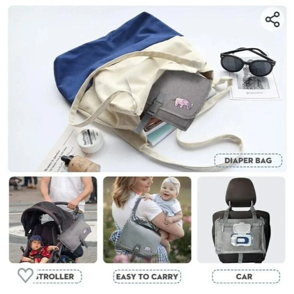 Kopi Baby Portable Diaper Changing Pad Carrying Case, Gray, Water Resistant VG